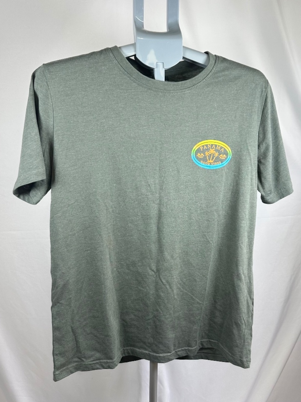 Nativo Panama Good Vibes Olive Green Women's T-Shirt, Size Medium